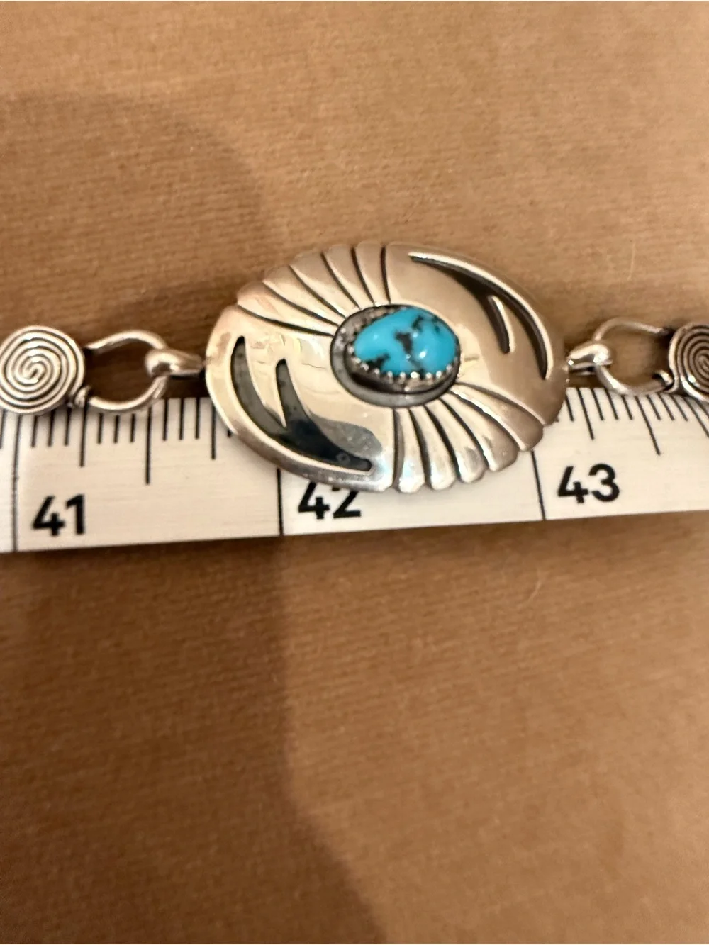Jerry Cowboy Navajo signed Sterling Silver & Turquoise Accent Concho Belt